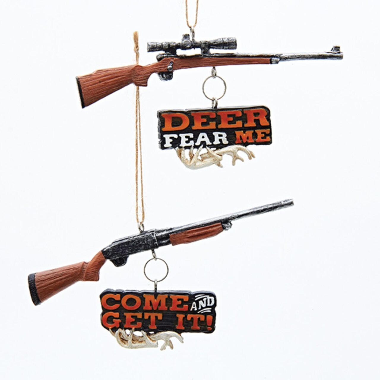 CC Christmas Decor Pack of 12 Hunting Shotgun and Riffle Christmas Ornaments 6”